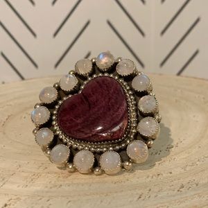 NWOT M&S Sterling Silver Purple Spiny Heart and Moonstone Cluster Ring.